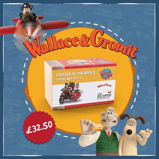 Wallace & Gromit's Cheeses of The World Cheese Making Kit by big cheese making kit. Includes ingredients and recipes.