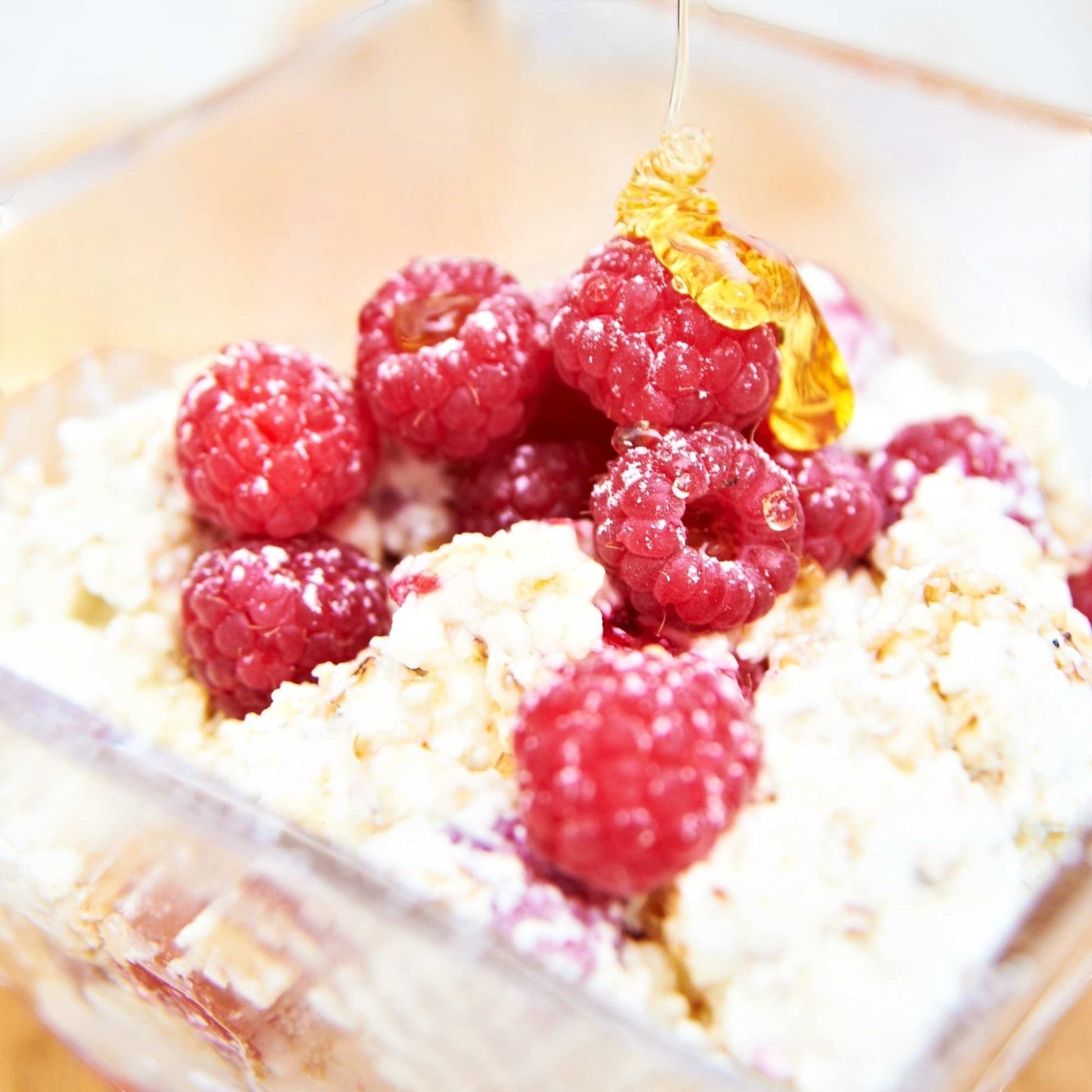 Big Cheese Making Kit Scottish Crowdie cheese with raspberries and honey drizzle